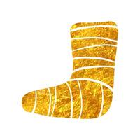 Hand drawn Injured foot icon in gold foil texture vector illustration