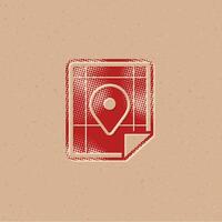 Map halftone style icon with grunge background vector illustration