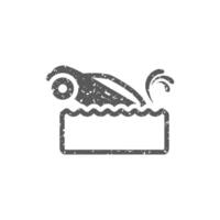 Drowned car icon in grunge texture vector illustration