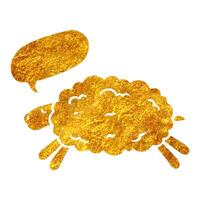 Hand drawn gold foil texture sheep with speech bubble. Vector illustration.