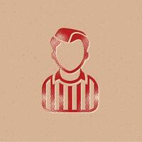 Referee avatar halftone style icon with grunge background vector illustration