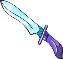 Knife icon in color drawing. Weapon assault battle danger dagger vector