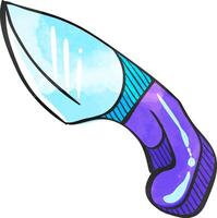Knife icon in color drawing. Weapon assault battle danger dagger vector
