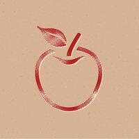 manzana trama de semitonos estilo icono con grunge antecedentes vector ilustración