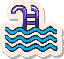 mano dibujado nadando piscina icono en pegatina estilo vector ilustración