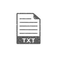 Text file format icon in grunge texture vector illustration