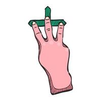 Finger gesture icon in hand drawn color vector illustration