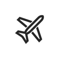 Airplane icon in thick outline style. Air transportation black and white monochrome vector illustration.