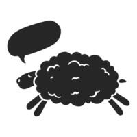 Hand drawn icon sheep with speech bubble. Vector illustration.