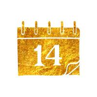 Hand drawn Calendar icon in gold foil texture vector illustration