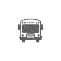 School bus icon in grunge texture vector illustration