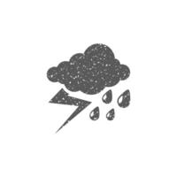 clima nublado tormenta icono en grunge textura vector ilustración