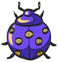 Bug icon in hand drawn color vector illustration