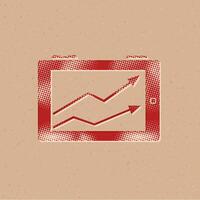 Arrow chart halftone style icon with grunge background vector illustration