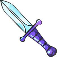 Knife icon in color drawing. Weapon assault battle danger dagger vector