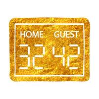 Hand drawn Score board icon in gold foil texture vector illustration