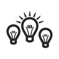 Light bulb icon in thick outline style. Black and white monochrome vector illustration.
