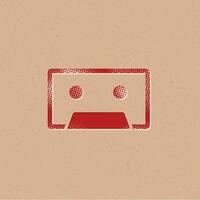 Tape cassette halftone style icon with grunge background vector illustration