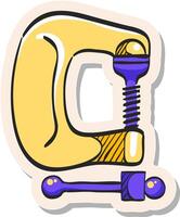 Hand drawn Clamp tool icon in sticker style vector illustration