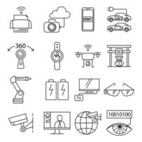 Technology icon series in thin outline. vector
