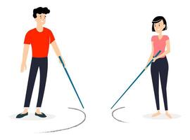 Physical distancing. Man and woman keeping distance. Avoiding virus transmission. Vector illustration.