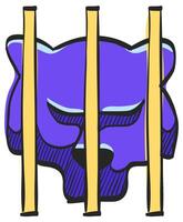 Caged animal icon in hand drawn color vector illustration