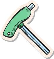 allen key icon hand drawn sticker style vector