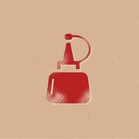 Ketchup bottle halftone style icon with grunge background vector illustration