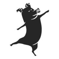 Hand drawn icon dancing pig. Vector illustration.