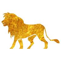 Hand drawn Lion icon in gold foil texture vector illustration