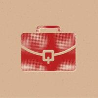 Briefcase halftone style icon with grunge background vector illustration