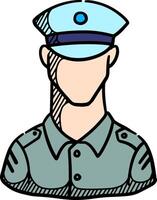 Man in uniform icon  style hand drawn color vector illustration