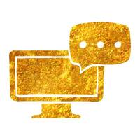 Hand drawn Webinar icon in gold foil texture vector illustration