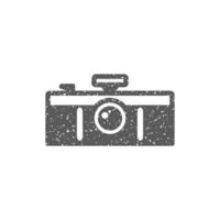 Panorama camera icon in grunge texture vector illustration