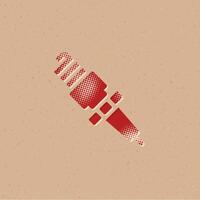 Spark plug halftone style icon with grunge background vector illustration