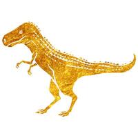 Hand drawn gold foil texture tyrannosaurus dinosaurs. Vector illustration.