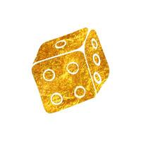 Hand drawn Dice icon in gold foil texture vector illustration