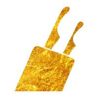 Hand drawn Knife holder icon in gold foil texture vector illustration