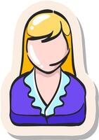 Hand drawn Female receptionist icon in sticker style vector illustration