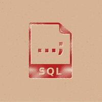 Sql file format halftone style icon with grunge background vector illustration