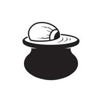 Large eye in container icon in black and white vector