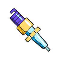 Spark plug icon in hand drawn color vector illustration