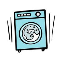 Washing machine hand drawn vector color illustration