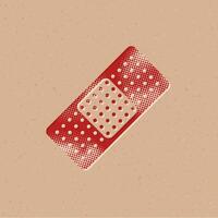 Bandage halftone style icon with grunge background vector illustration