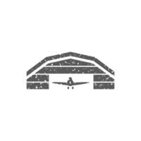 Airplane hangar icon in grunge texture vector illustration