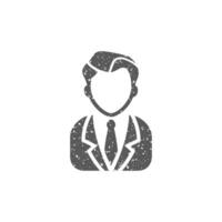 Businessman icon in grunge texture vector illustration