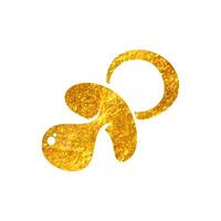 Hand drawn Pacifier icon in gold foil texture vector illustration