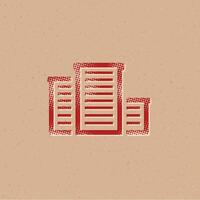 Hotel building halftone style icon with grunge background vector illustration