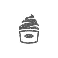 Ice cream icon in grunge texture vector illustration