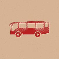 Bus halftone style icon with grunge background vector illustration